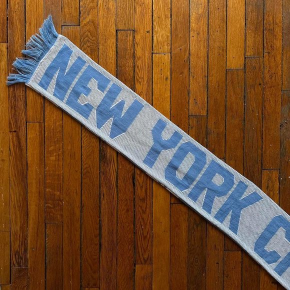 Adidas MLS New York City FC Unisex Blue White Orange Striped Unique 2 Side Scarf - Picture 4 of 5